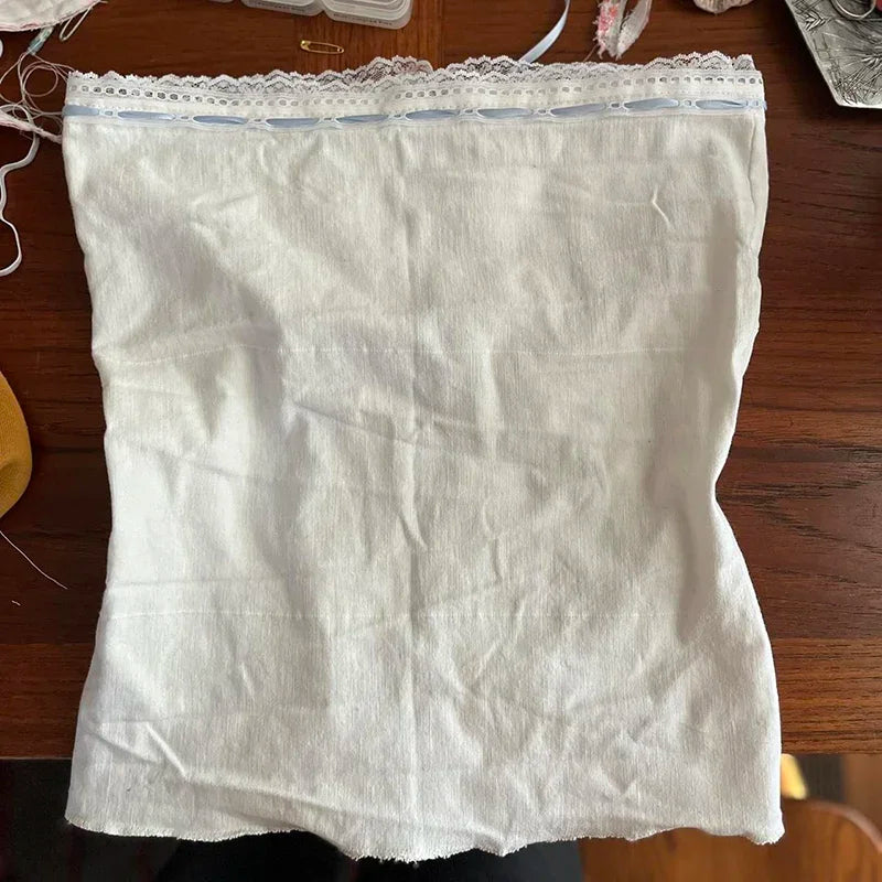 Angel Lace Lace Crop Top – Vintage Hollow Out Strapless Tube Vest