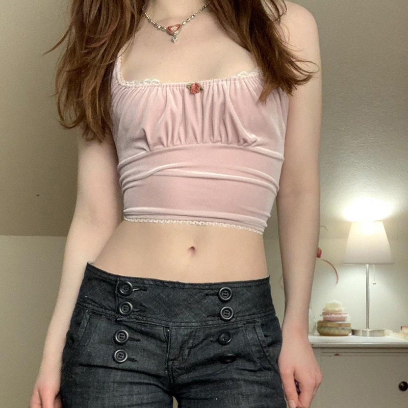 Coquette Lace Trimming Crop Top