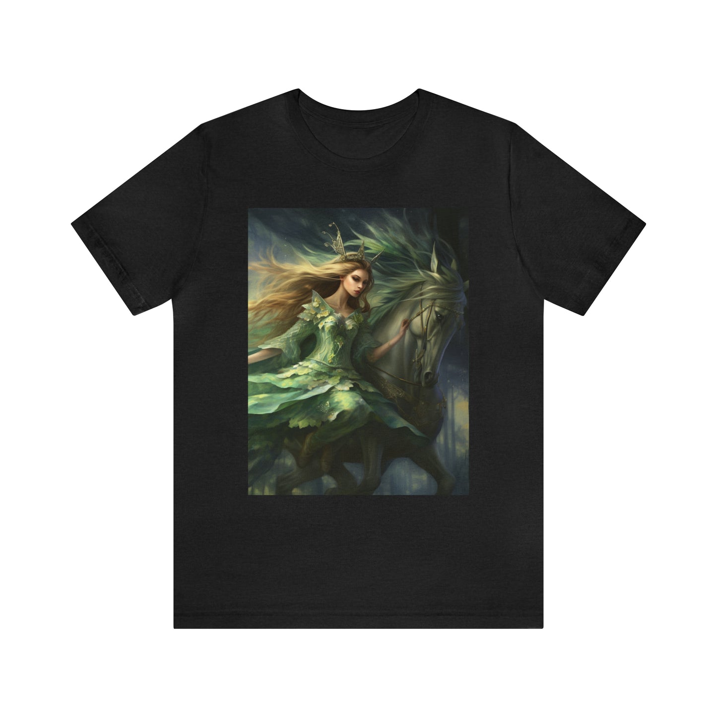 Fairycore Grunge Fae With Horse Printed T-Shirt - Short Sleeves Crewneck Unique Design T-Shirt - Boho Aesthetic Unisex Tee