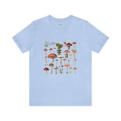 Cottagecore Aesthetic, Vintage Mushroom Chart Crew Neck T-Shirt, Boho