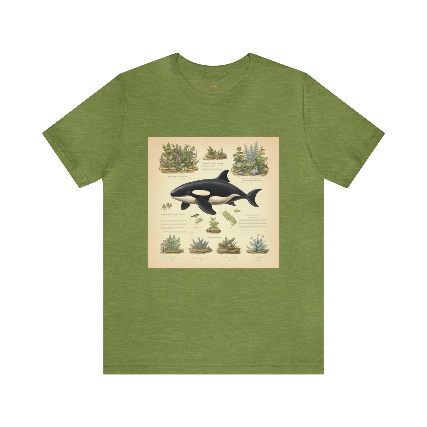 Cottagecore Aesthetic, 90's Vintage Orca Whale Botanical Crew Neck Unisex T-Shirt