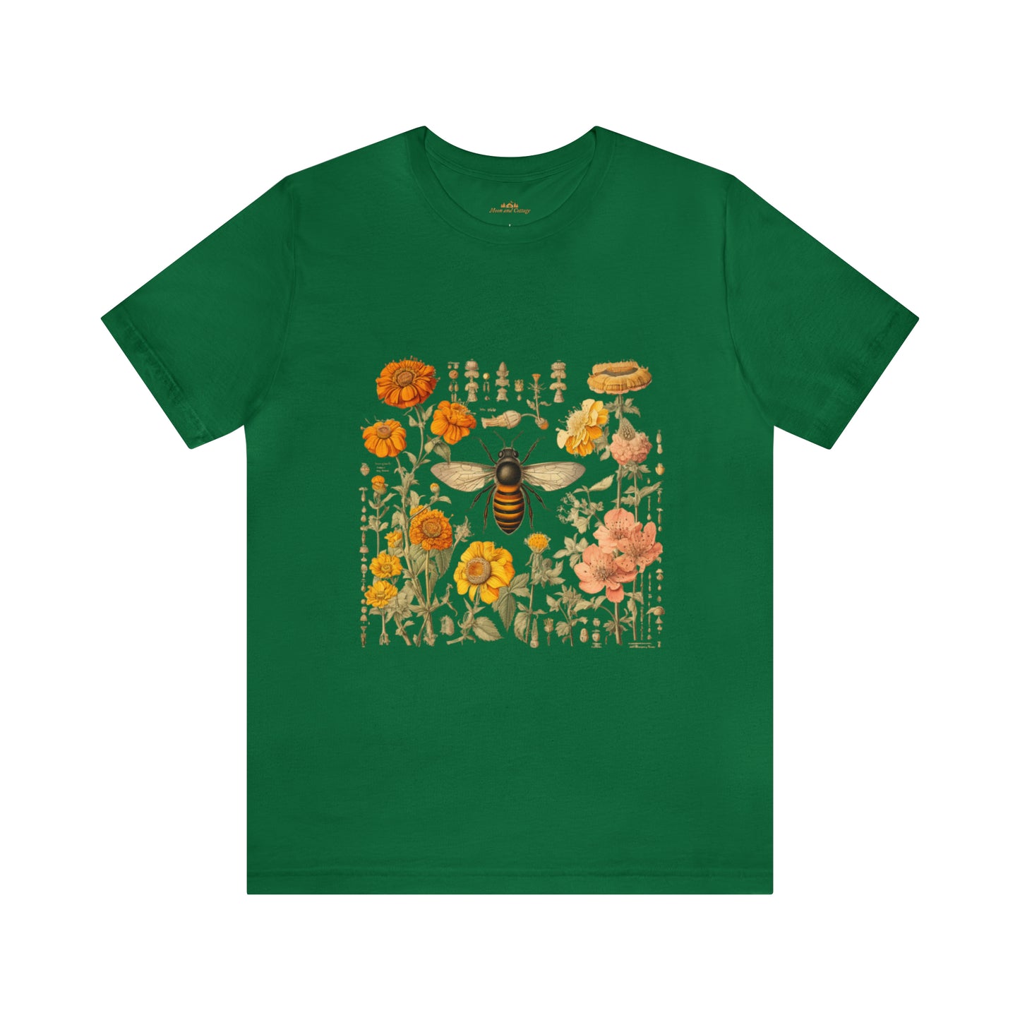Cottagecore Clothing, Botanical Floral Bee Boho Y2k Crew Neck T-Shirt