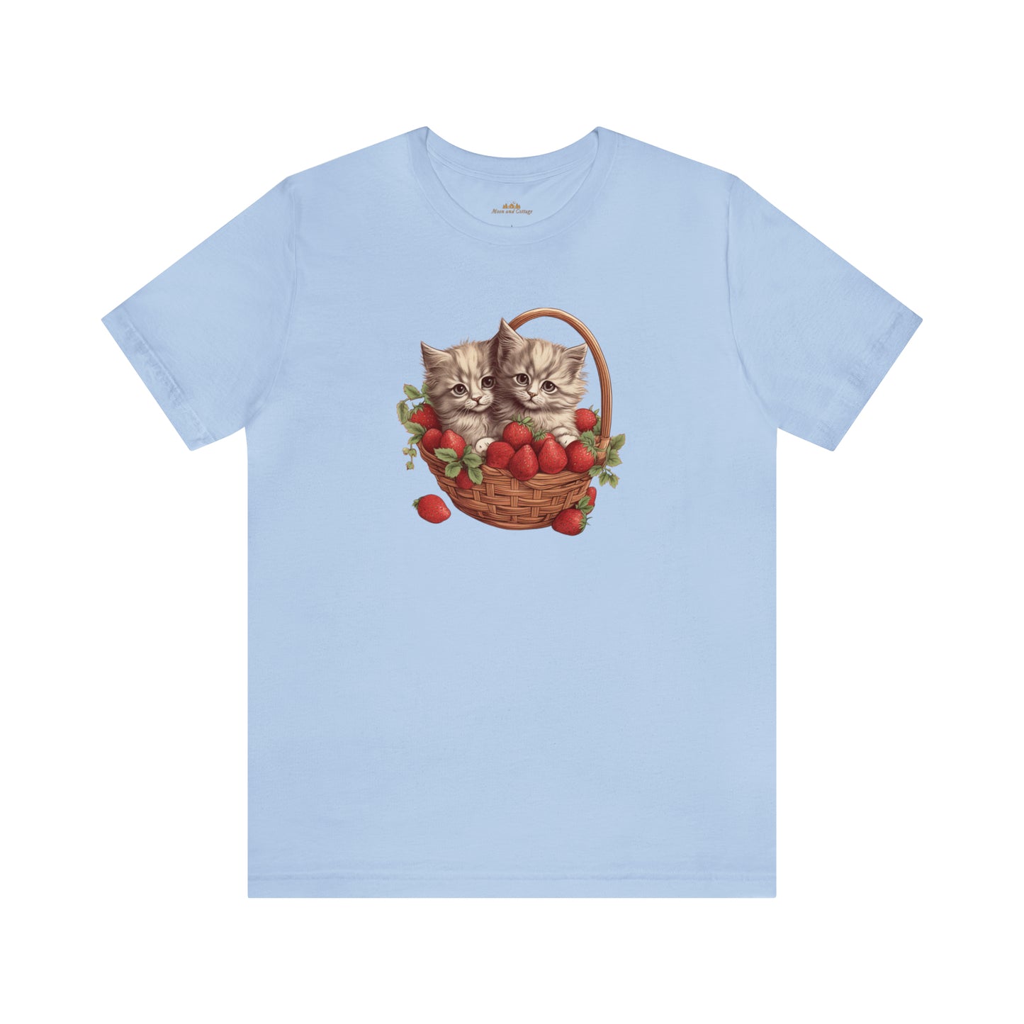 Cottagecore Clothing, Kittens 90's Vintage Boho Crew Neck T-Shirt, Strawberrycore