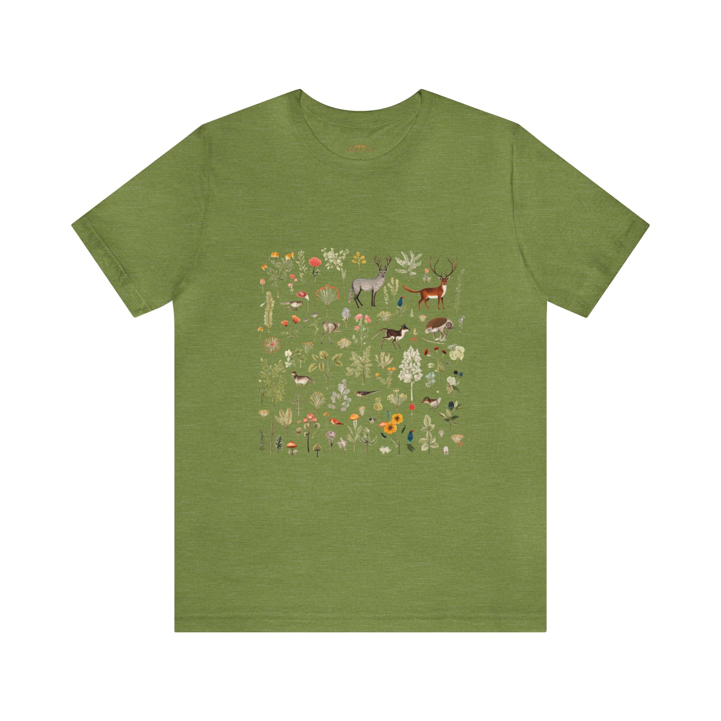 Cottagecore Clothing, Forest Animal Botanical Crew Neck T-Shirt