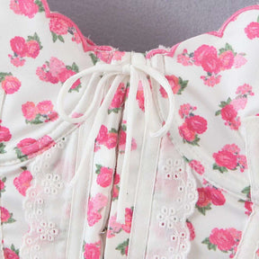 Coquette Clothing, Cottagecore Floral Crop Top Bralette - Women Camis Chic Boho Fairycore Top