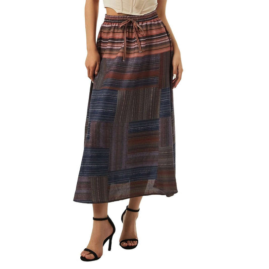 90s E-Girl Cottagecore Maxi Skirt - Fairycore Clothing Vintage Floral A-Line Boho Skirt - Women High Waist Printed Skirt