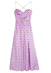 Cottagecore Clothing, Satin Maxi Dress - Vintage Aesthetic, Floral Bustier Style Dress - Casual Boho Dress