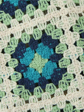 Boho Teatime Crochet Crop Top, Cottagecore Aesthetic, Geometric Flower Boho Camisole, Women Front Open Buttons Tank Top