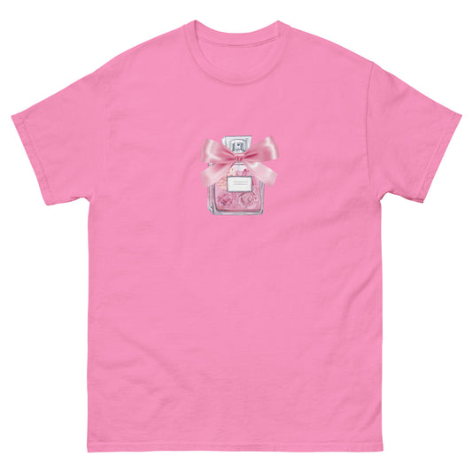 Coquette Clothing, Chic Kawaii Pink Perfume Bottle Ribbon T-Shirt | aesthetic, boho t-shirt, cherry top, chic top, Coquette, coquette t-shirt, cottagecore, fashion, kawaii, new, perfume bottle top, princesscore, y2k shirt | Moon and Cottage