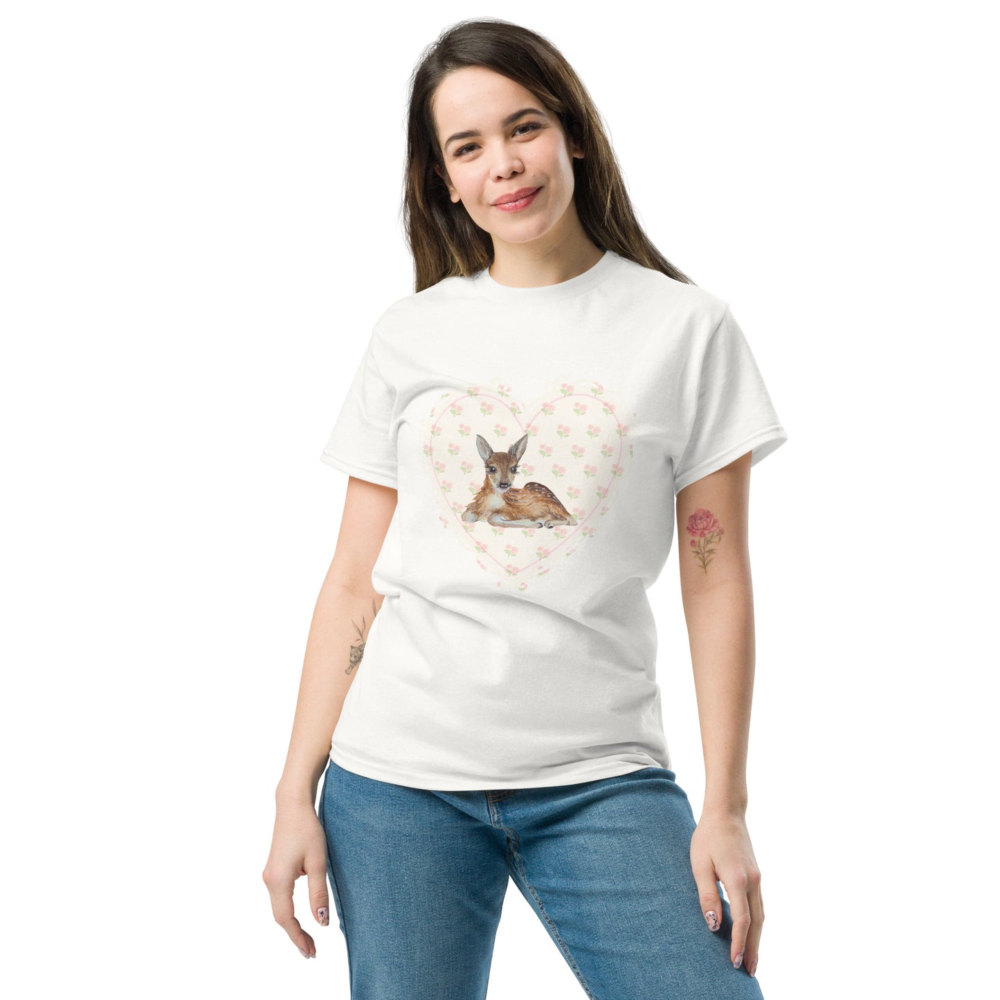 Coquette Aesthetic, Vintage Baby Deer 90's Print, Boho T-Shirt Unisex