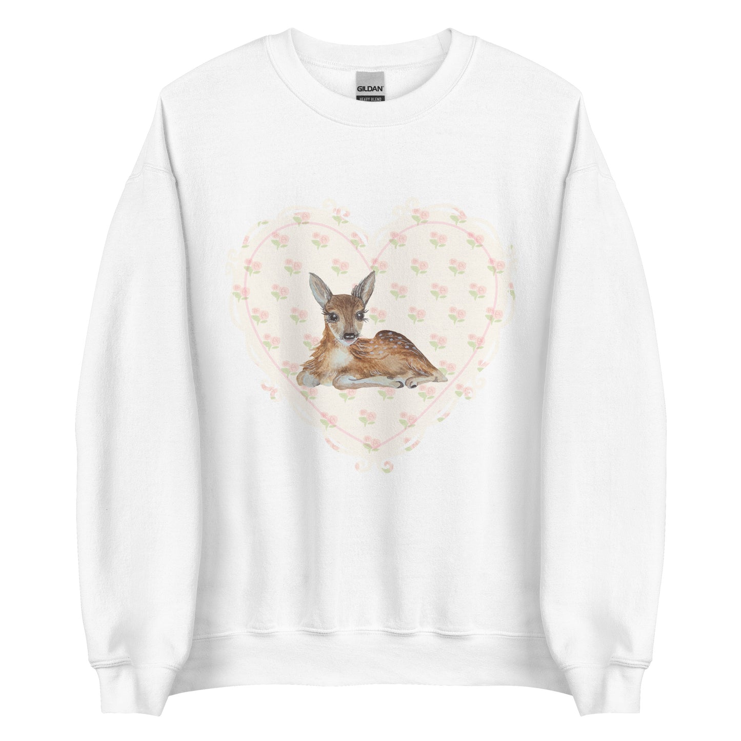 Coquette Aesthetic, Vintage Baby Deer 90's Print, Long Sleeve Boho Sweater