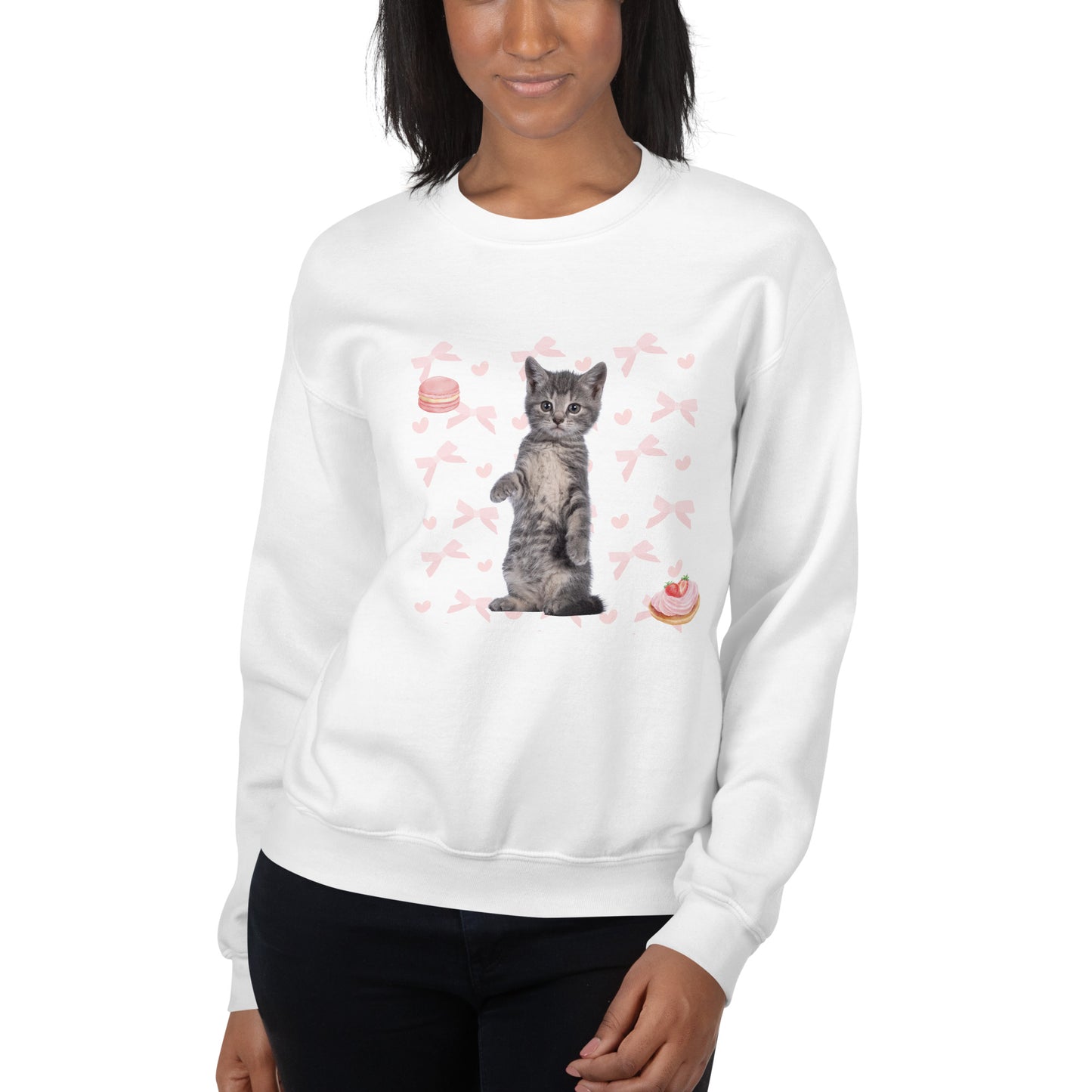 Coquette Aesthetic, Kawaii Cat Sweater, Long Sleeve Boho Vintage Clothing