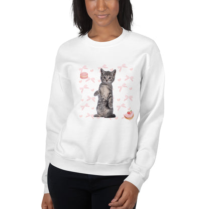 Coquette Aesthetic, Kawaii Cat Sweater, Long Sleeve Boho Vintage Clothing