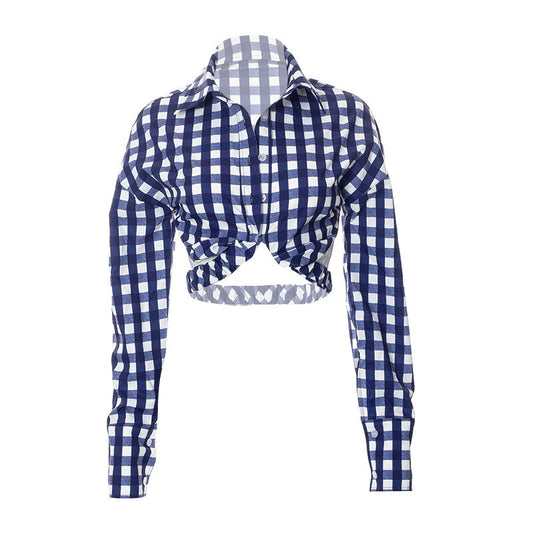 Long Sleeve Blouses Cottagecore Clothing Blue Plaid Shirts