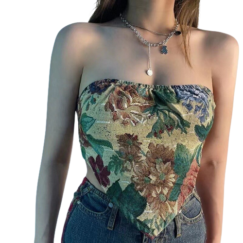 Cottagecore VIntage Floral Tube Top Cute Y2k Aesthetic | Tops | new, Tops | Moon and Cottage