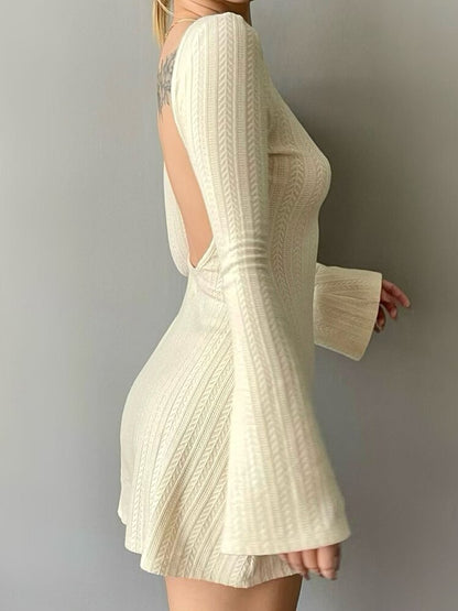Simple Chic Nude Knit Mini Dress