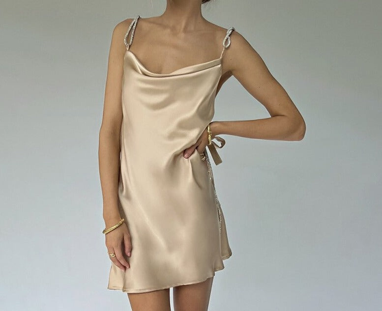 Disco Belle Y2k Clothing Open Back Satin Mini Dress