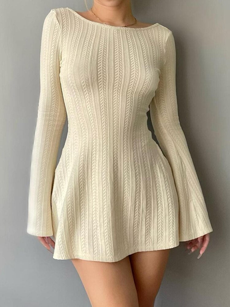 Simple Chic Nude Knit Mini Dress