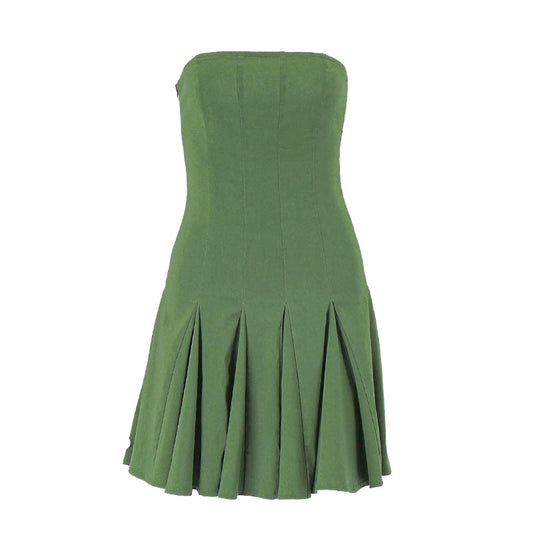 Forest Green Fairycore Dress Pleated Skirt