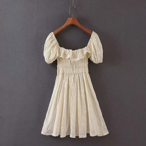 Cottagecore Mini Dress - Goblincore Aesthetic Vintage Puff Sleeve Fairycore Dress -Cotton Floral Print A-Line Boho Dress