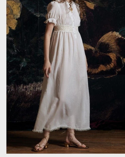 Dawn Dusk Cottagecore Dress - Vintage Puff Sleeve Victorian Style Fairycore Dress - Floral Embroidery A-Line Boho Dress