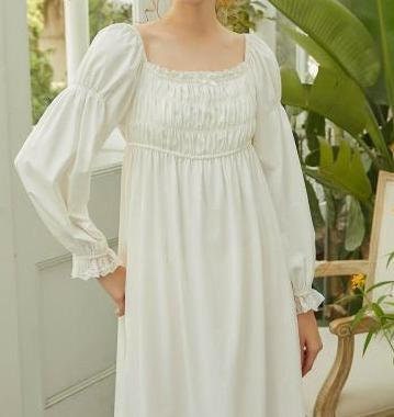 Graceful Victorian Nightgown Dress - Princess Coquette Nightdress - Vintage Boho Nightie Dress - Moon's Breath Nightgown