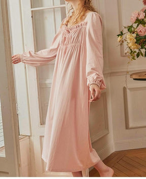 Delicate Doll Night Dress - Cottagecore Aesthetic, Vintage Lace Victorian Nightgown - Women Long Puffy Sleeves Nightie