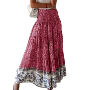 Fairycore Clothing, Bohemian Floral Skirt for Women - Cottagecore Aesthetic, Patchwork Pattern Skirt - High Waisted A-Line Fairycore Skirt