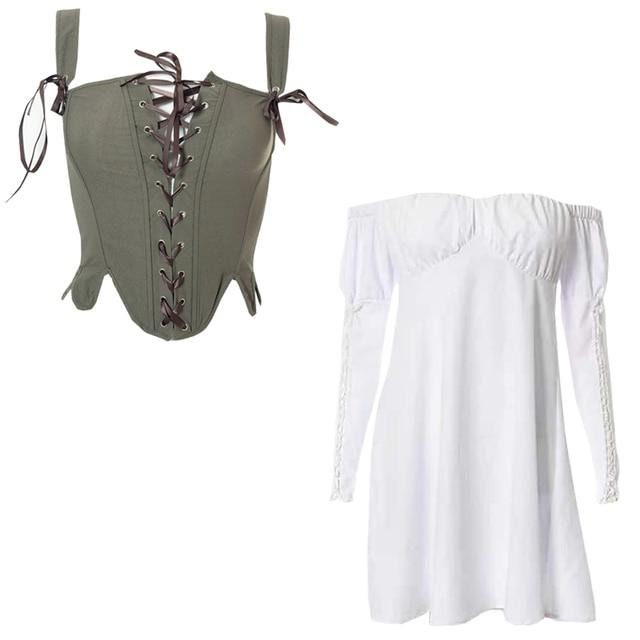 Renaissance Corset | Cottagecore Corset Two Piece Dress Set | Fairycore Clothing