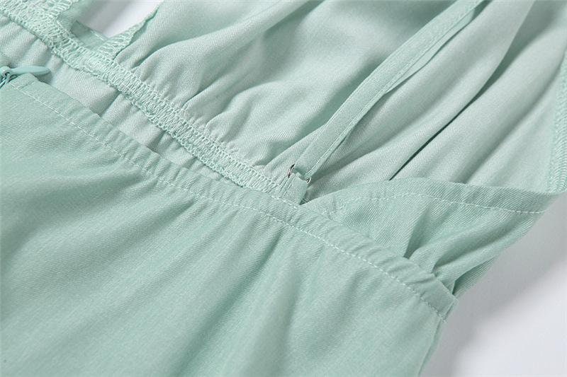 Fairycore Olive Tie Front Sundress - Boho Aesthetic, Cottagecore Dress - Women A-Line Beach Dress