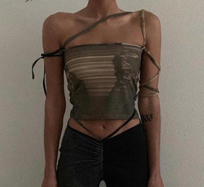 Fairycore Clothing, Grunge Strappy Top - Cottagecore Aesthetic, Cami Cyber Y2k Crop Top