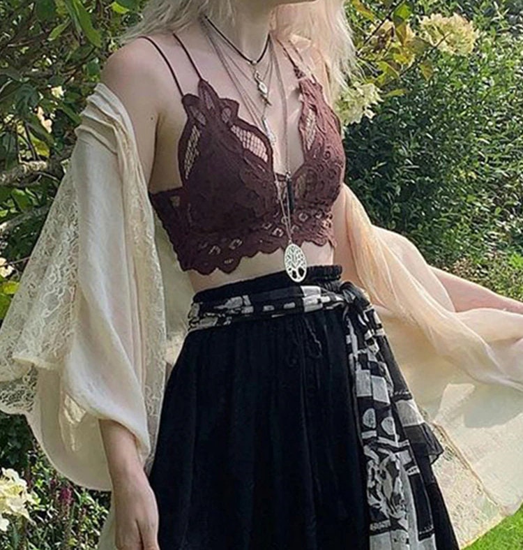 Grunge Aesthetic Lace Gothic Crop Top Dress – GTHIC
