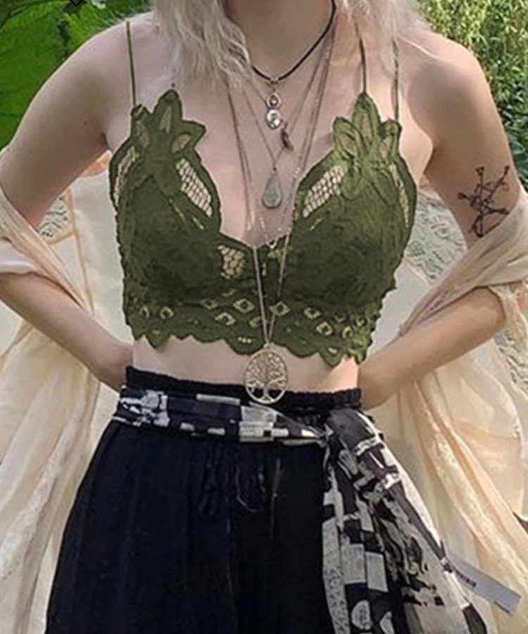 Grunge Fairycore Lace Crop Top  Cottagecore Tops for Women – Moon and  Cottage