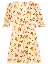 Prairie Chic Floral Print Mini Dress - Cottagecore Aesthetic, Front Buttons V-Neck Short Sleeve A-Line Boho Dress