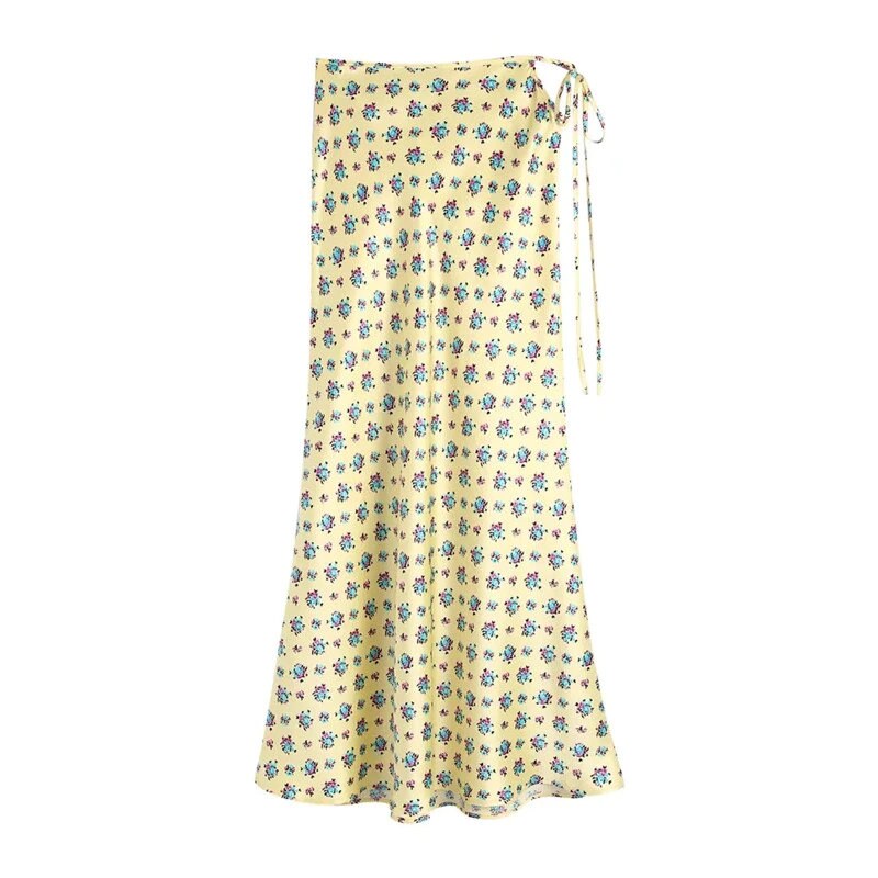 Cottagecore Aesthetic,  Floral Two Piece Set - Yellow Floral Backless Corset Top and Maxi Skirt - Women Y2k Boho Matching Set