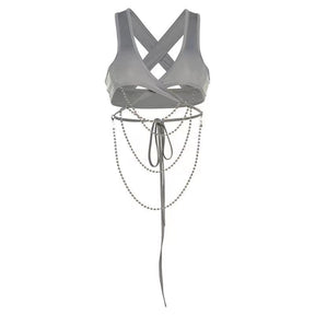 Y2k Hollow Out Backless Tank Top, Cottagecore Aesthetic, Women Sexy Cropped Skinny Top, Fairycore Lace Up Beach Short Vest