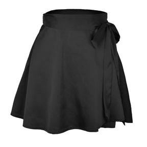High Waist Satin Mini Skirt, Fairycore Aesthetic, Casual Loose Fit Chiffon Skirt, Women Solid Color Bandage Fashionable A-Line Skirt