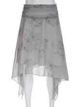 Grunge Fairycore Floral Midi Skirt, Cottagecore Aesthetic, Asymmetrical Chiffon Skirt, Vintage Ruffles Ballet Core Skirt, A-Line Skirt